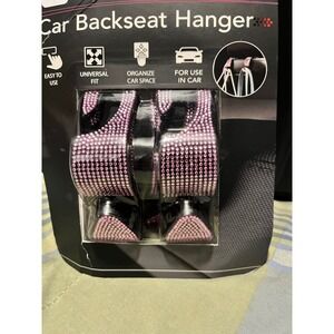 Acellories Car Backseat Hanger 4 Pack Pink Rhinestone Bling Headrest Hooks Black